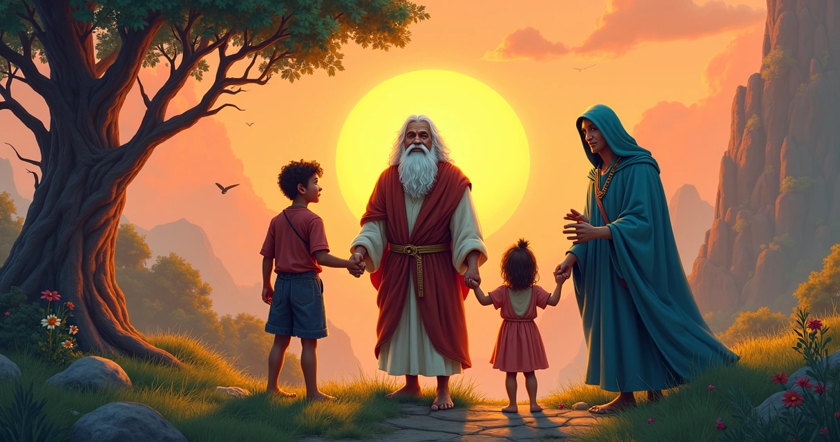 Colorful arrangement of classic story characters representing archetypes in storytelling 