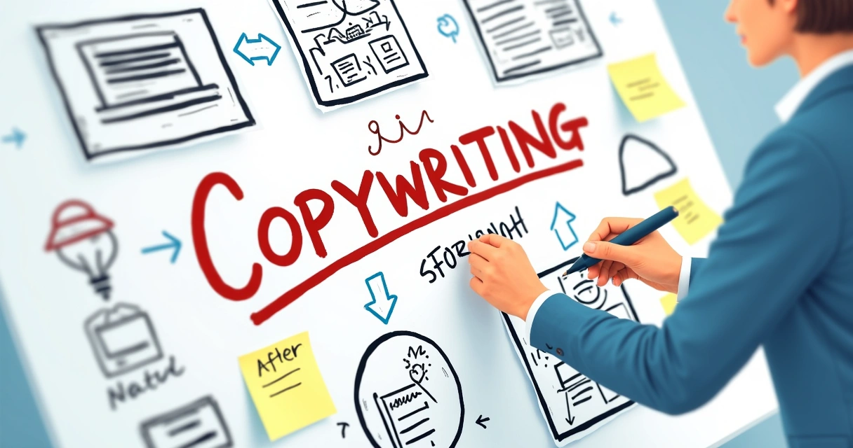Estratégia de storytelling em copywriting para conversão B2B vista em quadro branco 