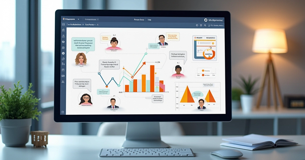 Gráfico e ilustrações mostrando campanha digital com storytelling 