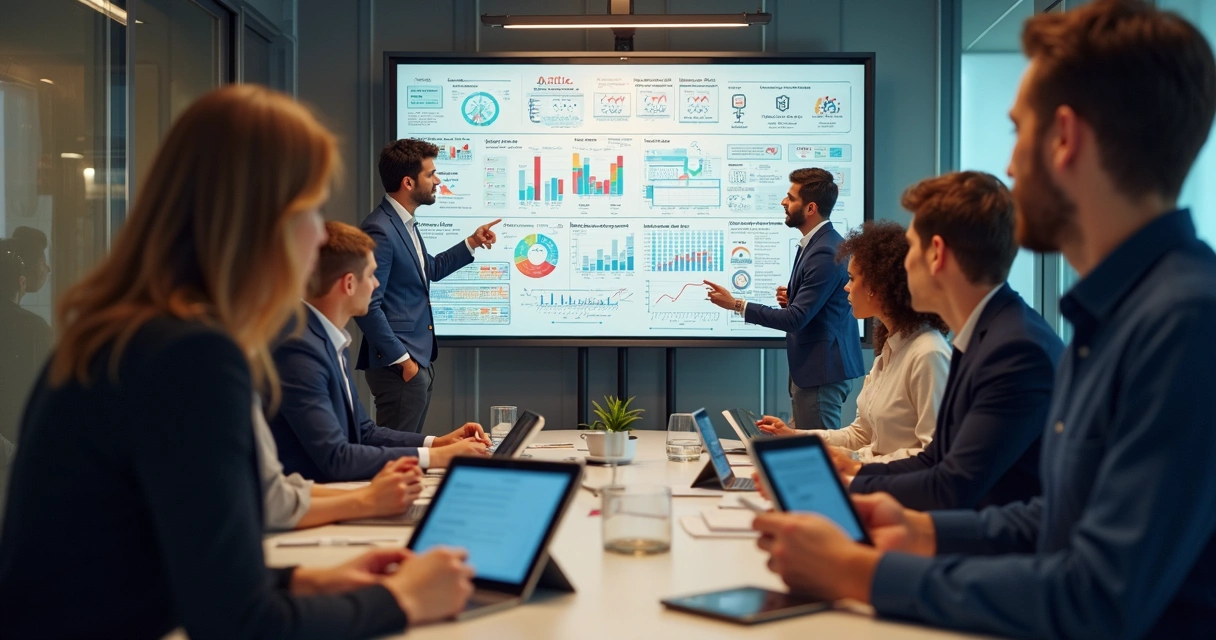 Estratégias e métricas saas apresentadas em quadro branco