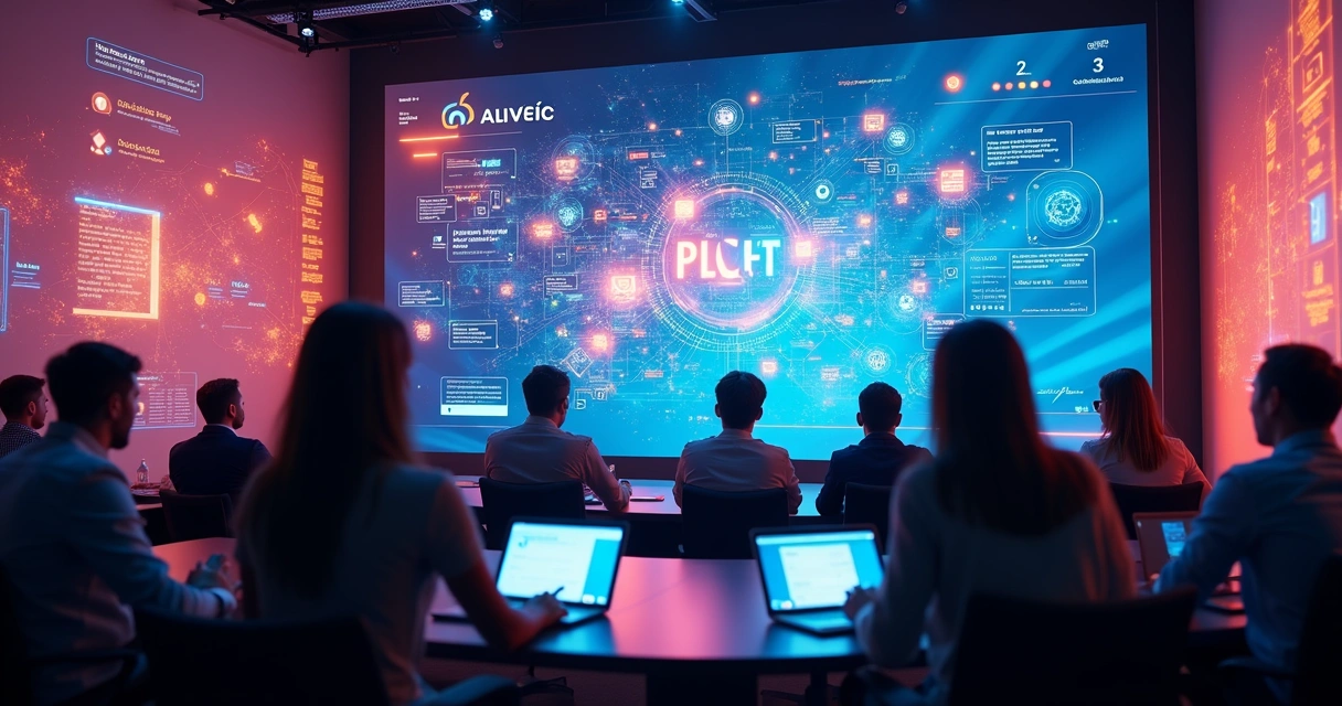 Sala virtual corporativa com streaming ao vivo e profissionais interagindo 
