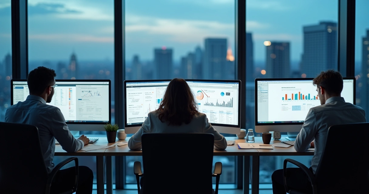 Office workers looking stressed at their desks