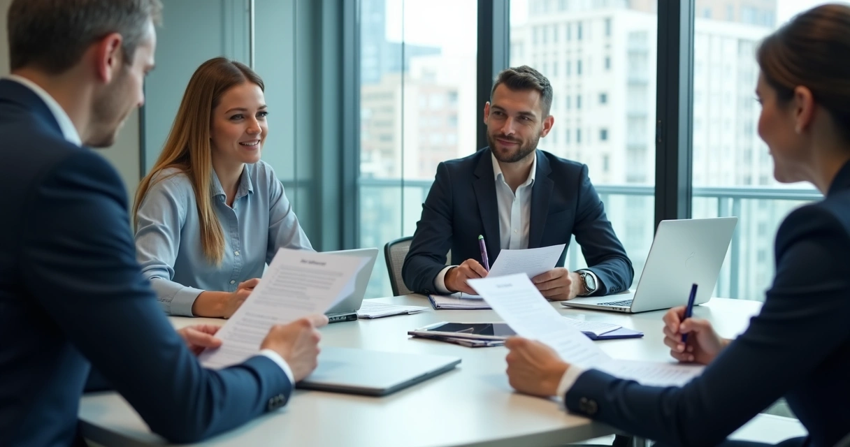 Hiring panel reviewing a structured interview scorecard 