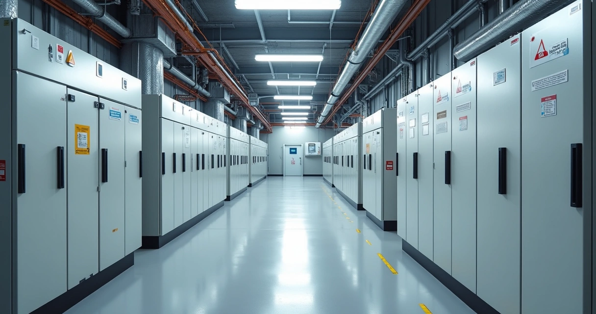 Interior de subestação industrial moderna e organizada 