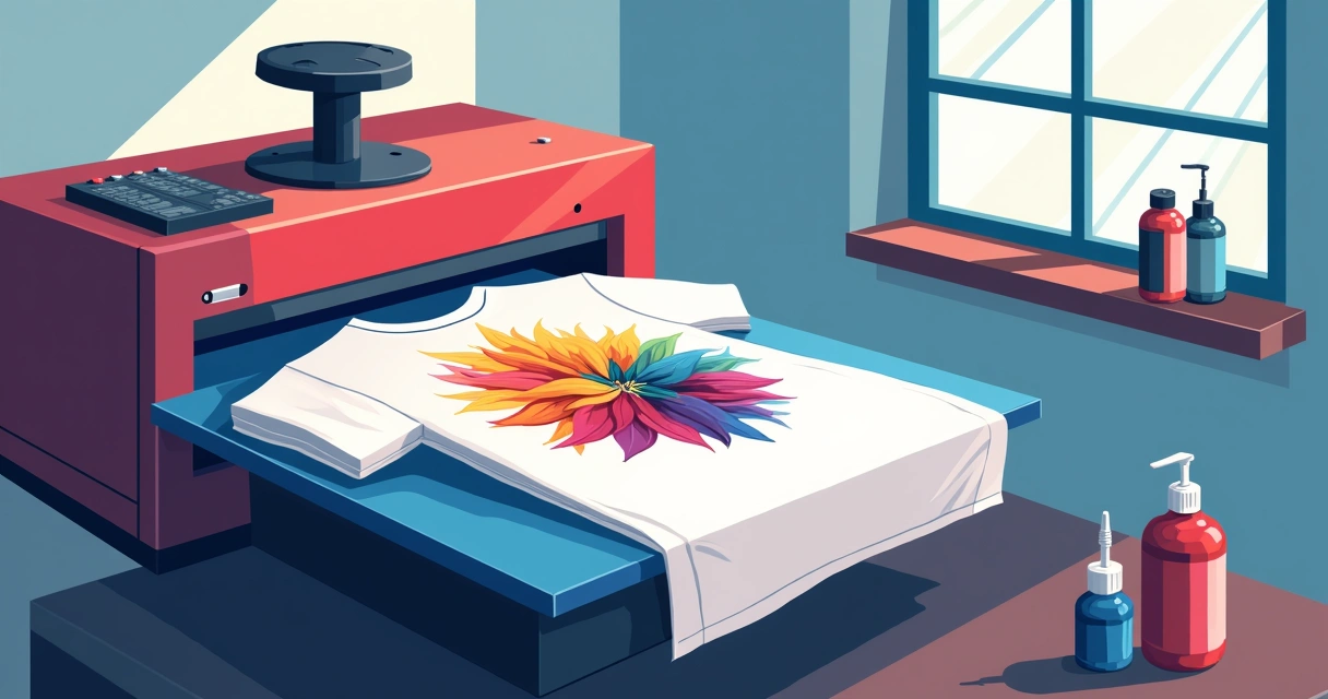 Sublimação de tinta colorida em camiseta poliéster 