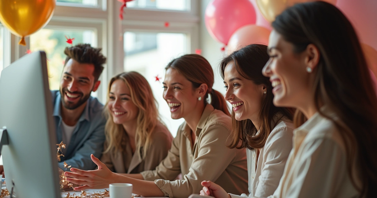 Small business celebrating website launch success