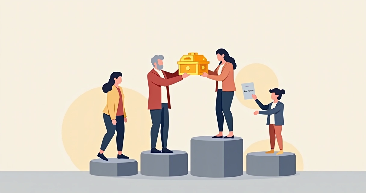 Representação gráfica de passagem de patrimônio entre gerações de família 
