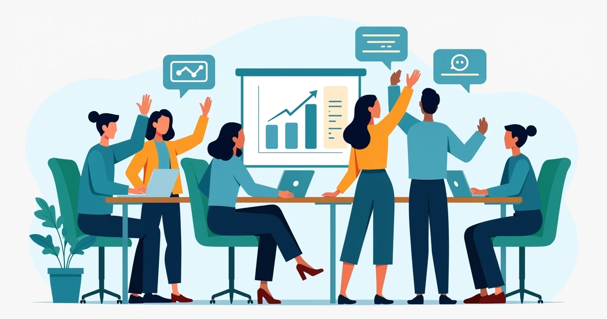 Equipe celebrando sucesso em vendas por chat B2B 