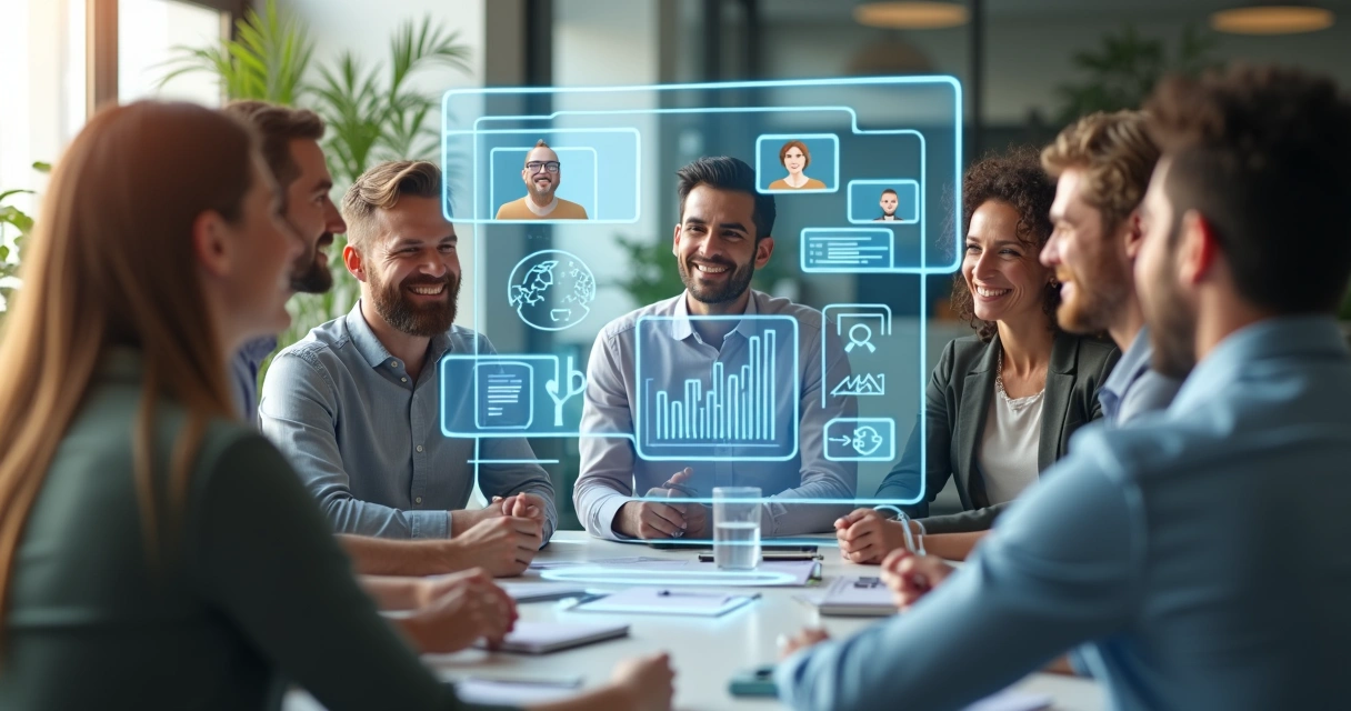 Empreendedores satisfeitos usando agente de IA para atendimento.