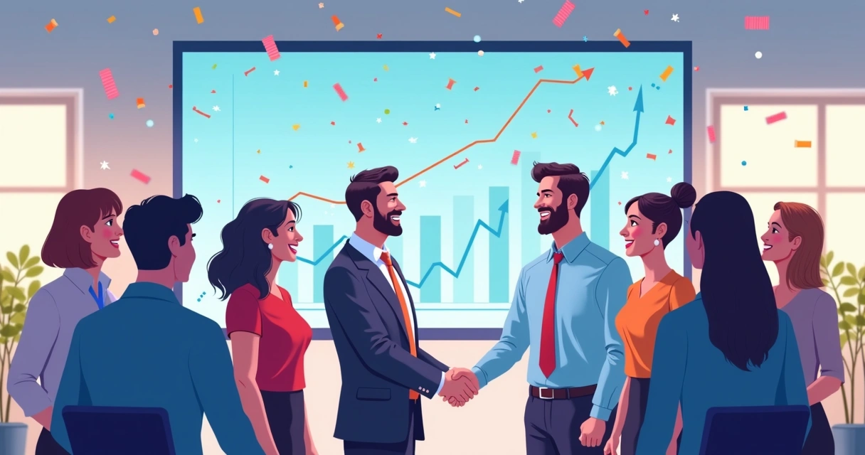 Líder celebrando sucesso em transformação digital com sua equipe