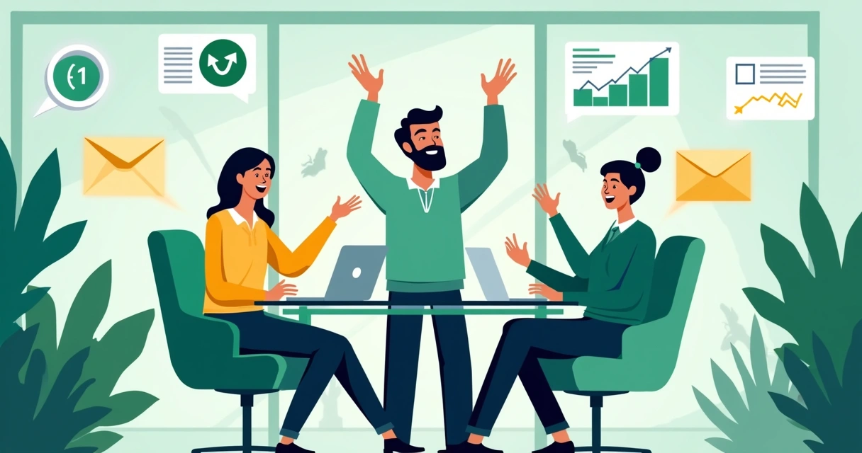 Equipe de vendas comemorando resultados com WhatsApp automatizado 