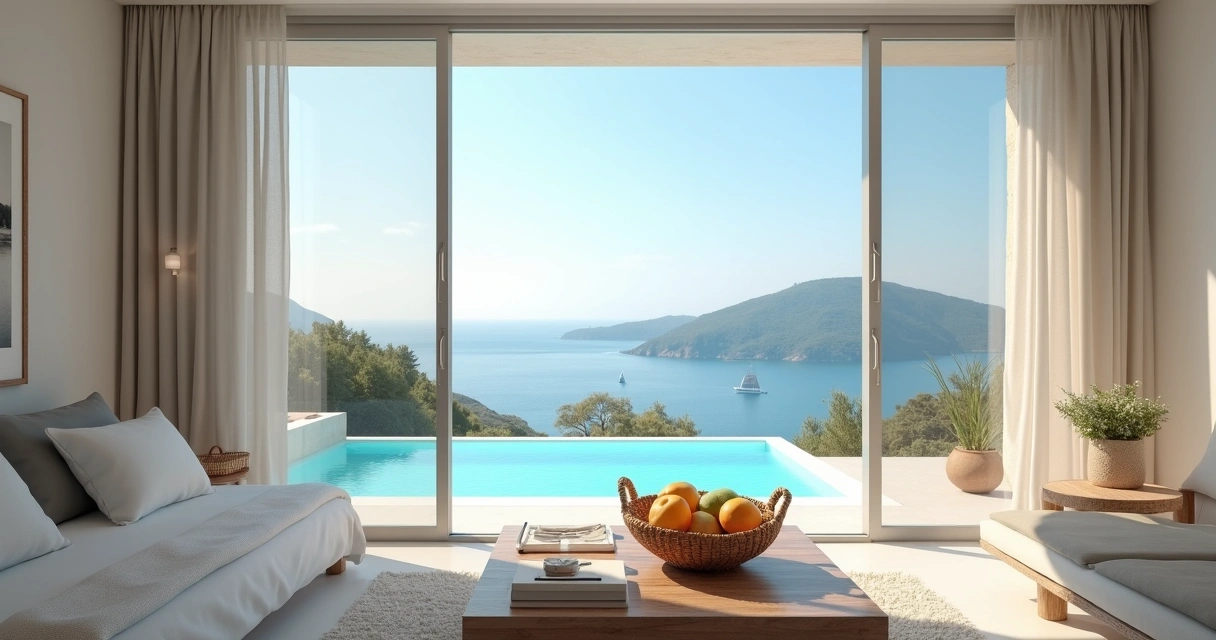 Suíte de hotel com vista para o mar na Sardenha 