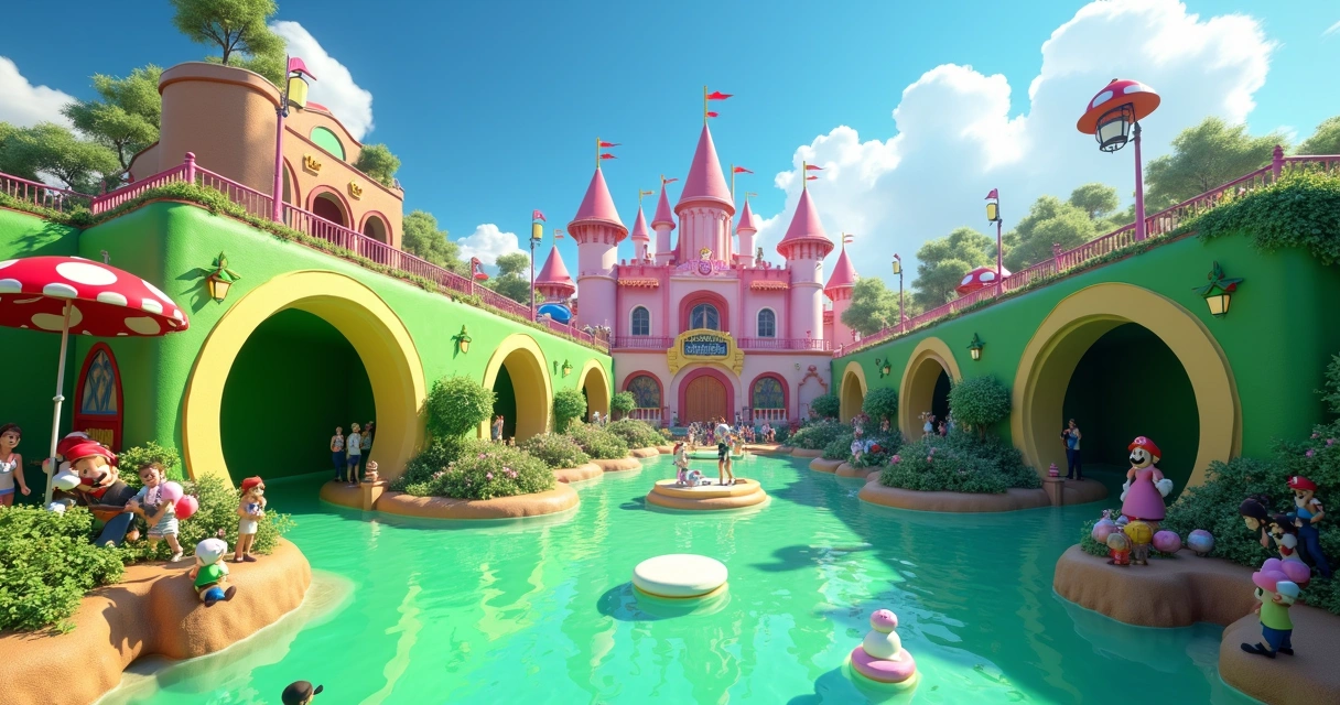 Cenário do Super Nintendo World Epic Universe 