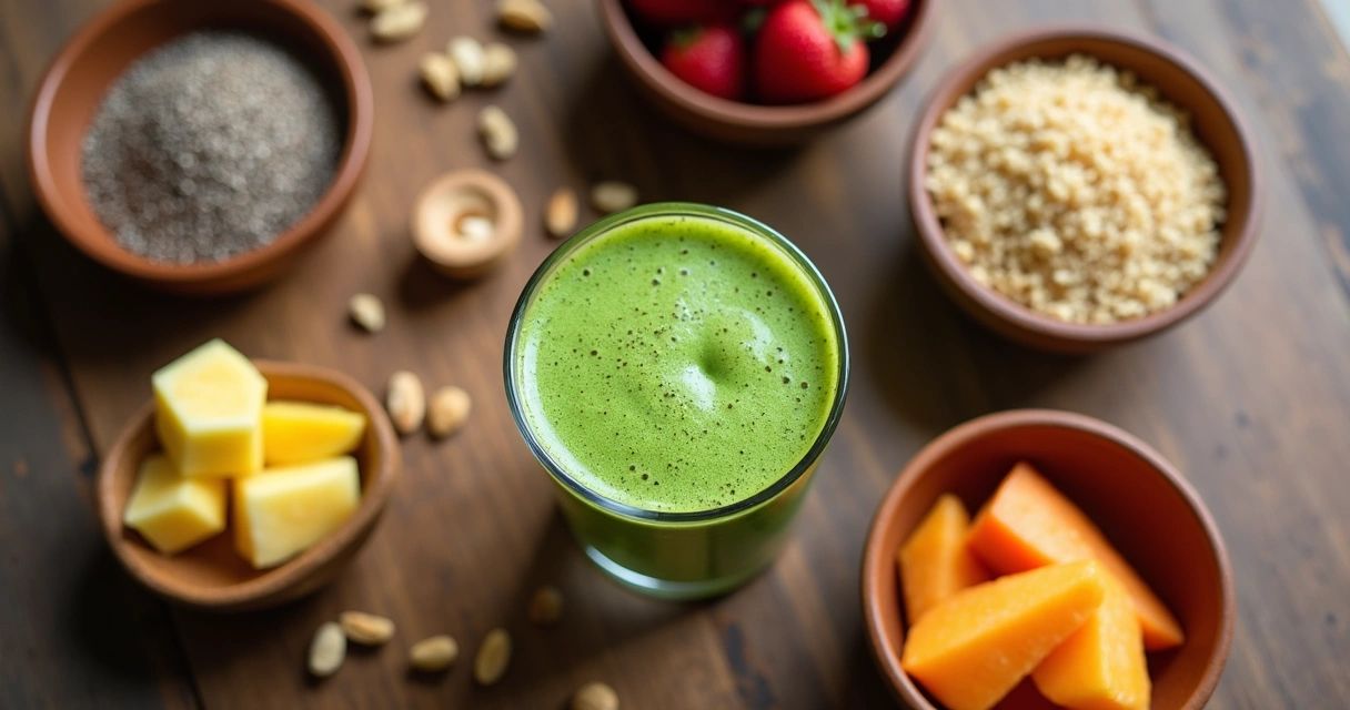 Mix saudável de superalimentos no café da manhã 