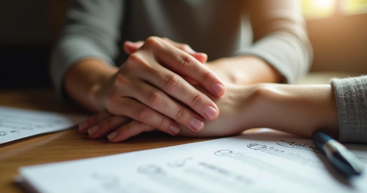 Mãos de duas pessoas se apoiando em gesto de apoio emocional 