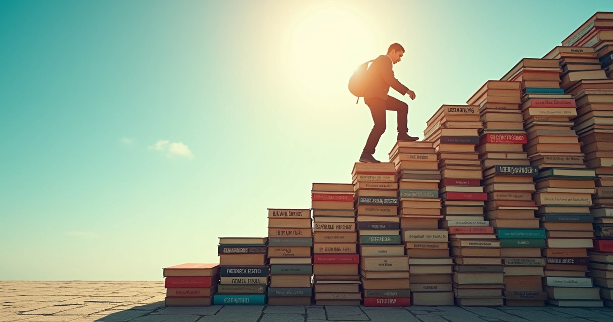 Pessoa subindo uma escada simbolizando superação de bloqueios 