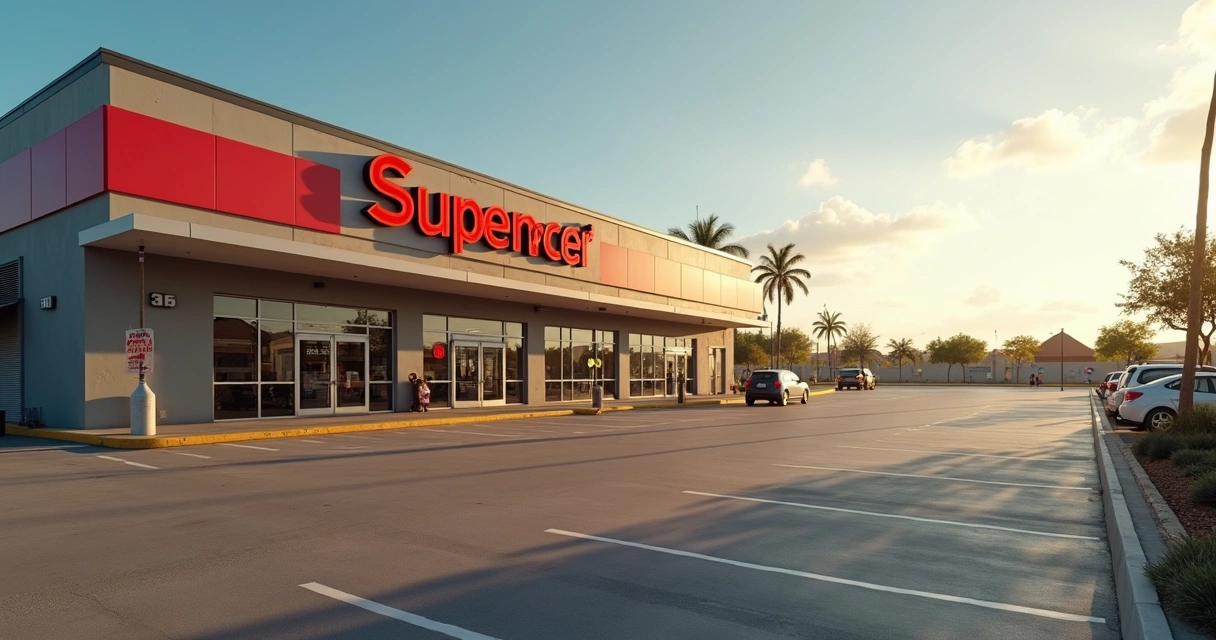 Fachada de supermercado em Goiás com portas fechadas num domingo 