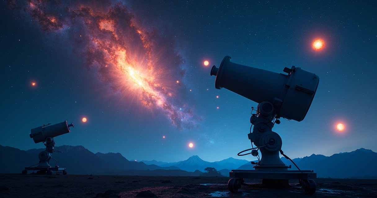 Supernovas observadas por telescópios em fundo escuro do universo 