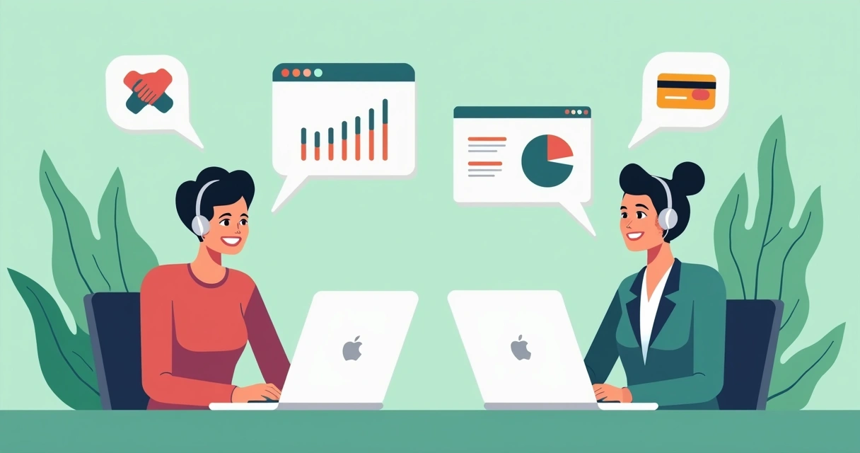 Atendente de suporte ajudando cliente de e-commerce em plataforma digital 