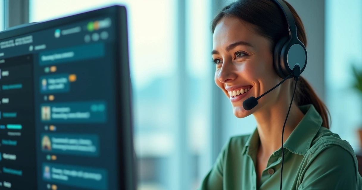 Atendente de suporte online conversando em chat com usuário 