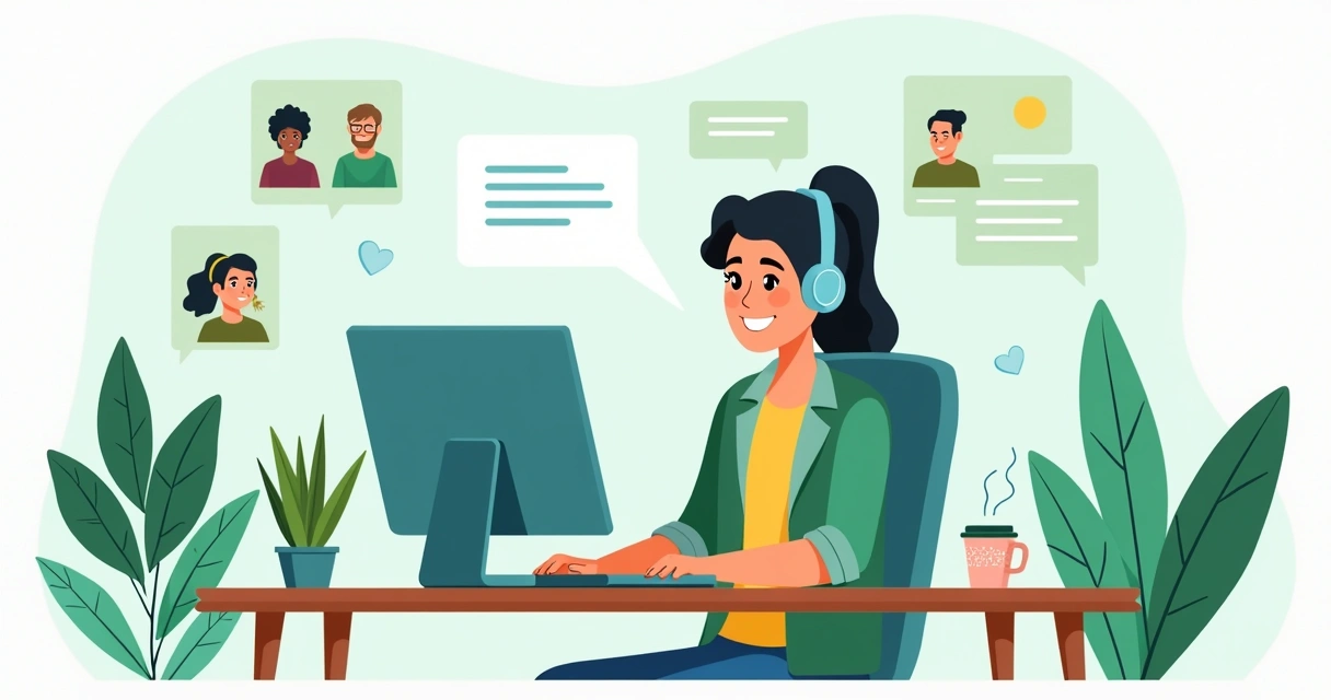 Empreendedor atendendo dúvidas dos clientes pelo computador 