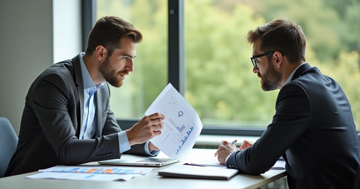 Contador orientando empresário em escritório moderno 