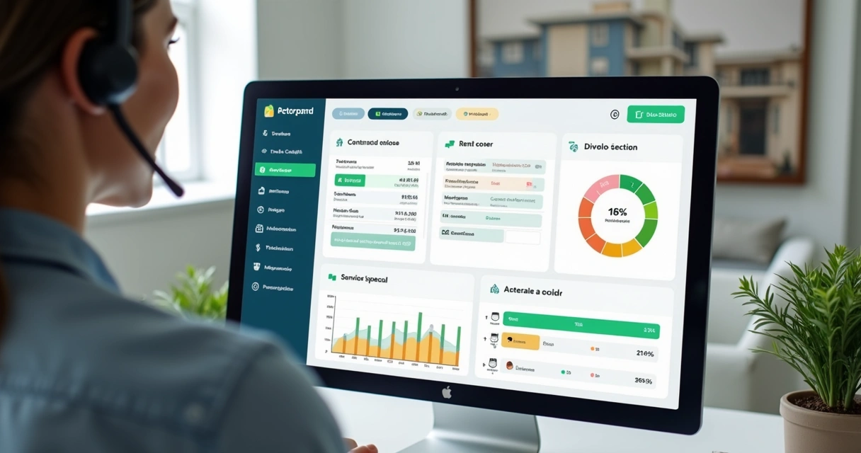 Tela de plataforma de gestão de imóveis com suporte humanizado