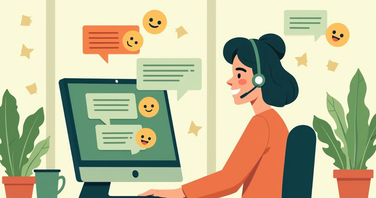 Atendente conversando com cliente em chat, mostrando suporte humanizado 