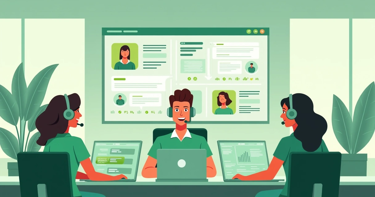 Equipe de suporte humano prestando atendimento online 