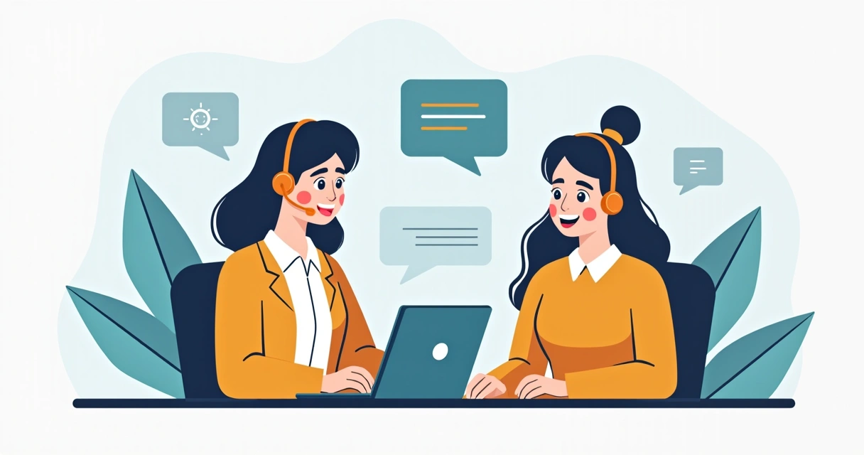 Atendente de suporte conversando com empreendedor em ambiente online 