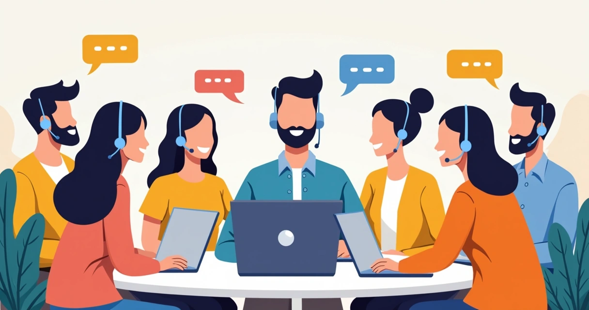 Equipe de suporte conversando com empreendedor digital em videoconferência 