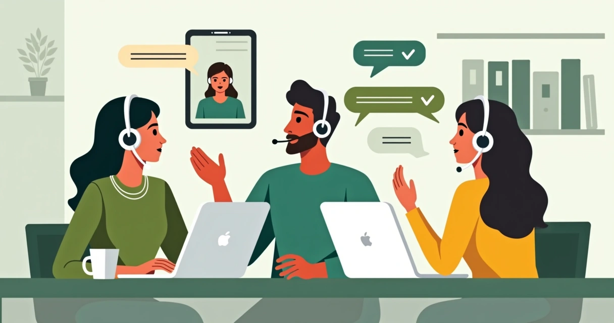Equipe de atendimento auxiliando dono de loja online sobre gateways de pagamento. 