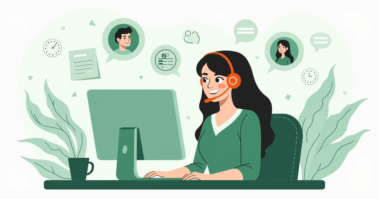 Profissional dando suporte e conversando com cliente em um escritório moderno 