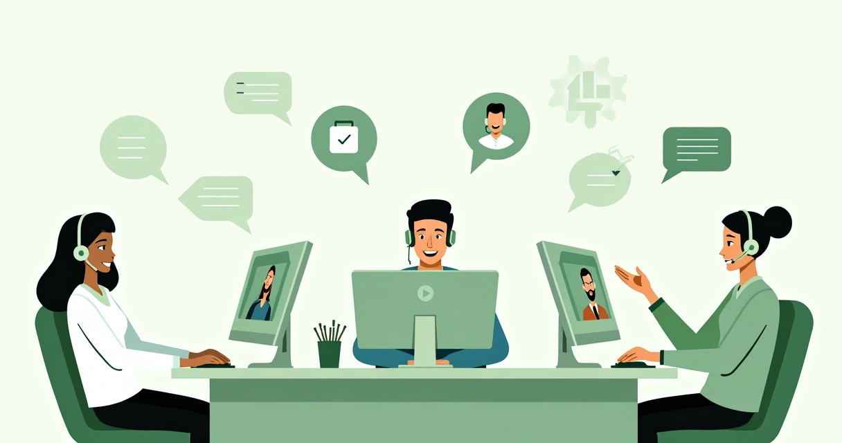 Equipe de suporte humanizado atendendo clientes digitais 