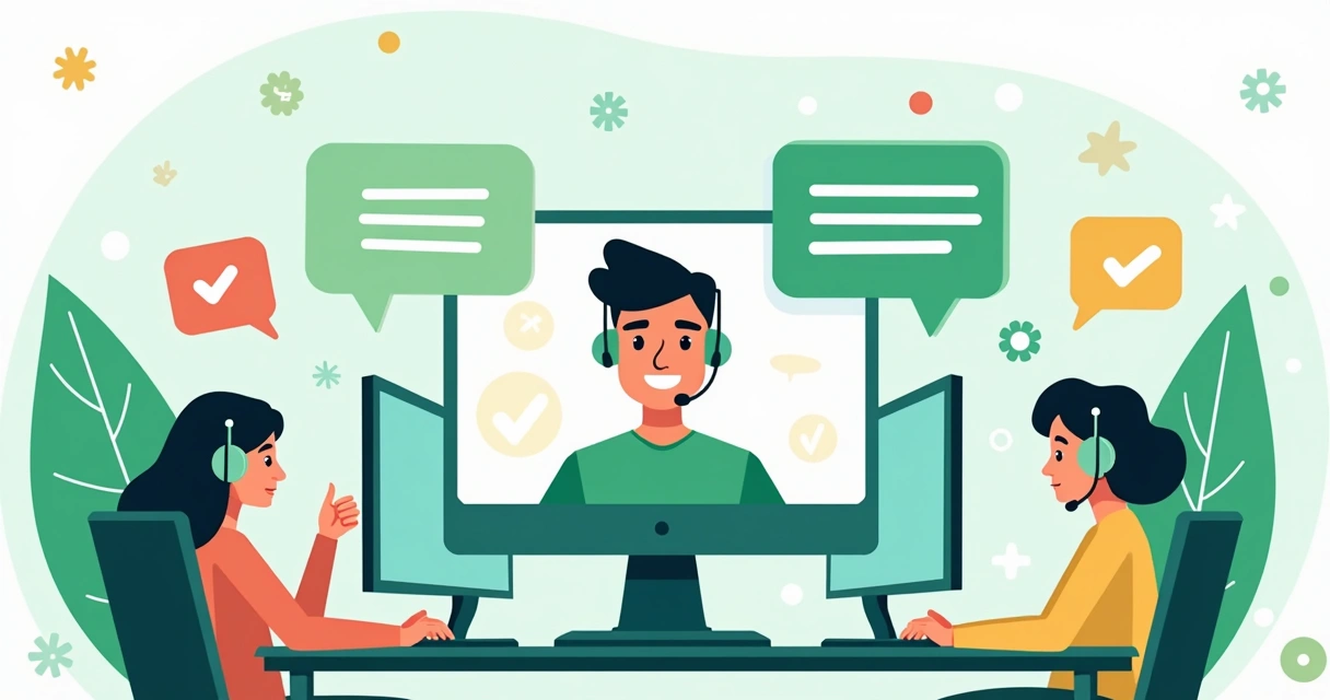 Time de suporte ajudando um empreendedor online 