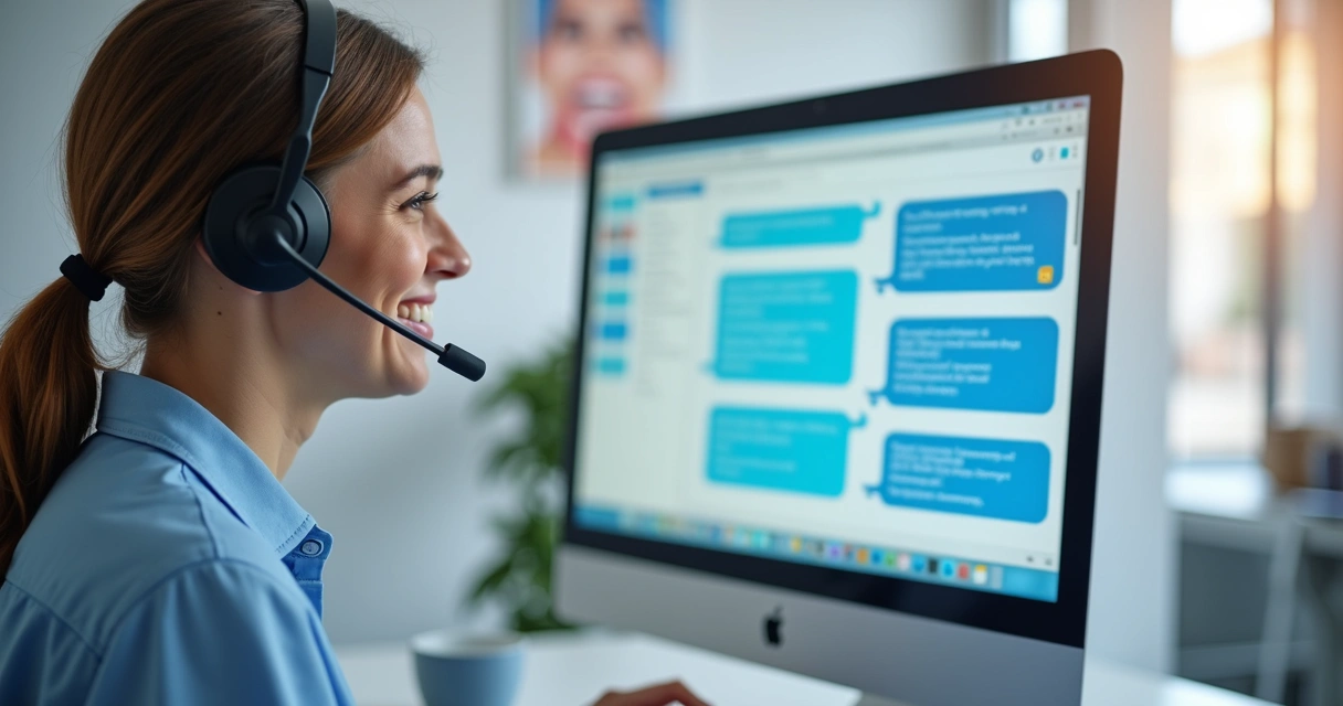 Comparação entre suporte humanizado com atendente e suporte automático por chatbot na tela do computador 