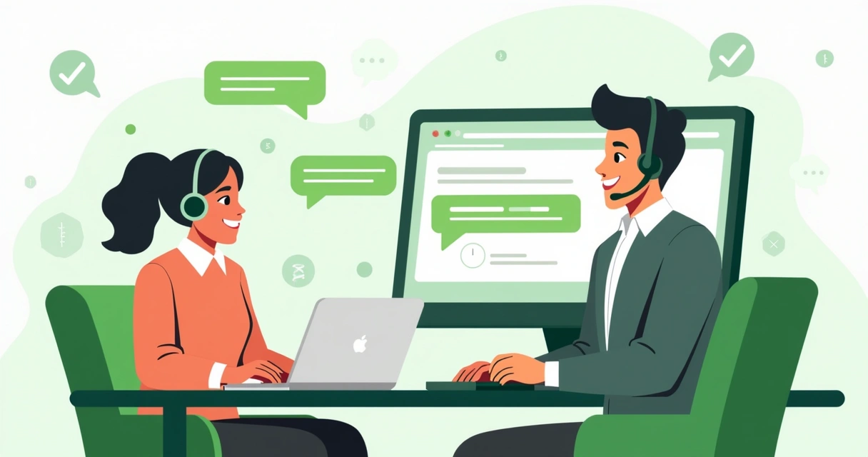 Atendente humano auxiliando empreendedor no computador 