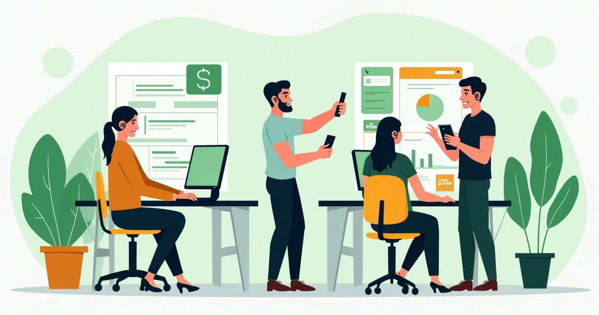 Equipe de suporte humano auxiliando empreendedores digitais 