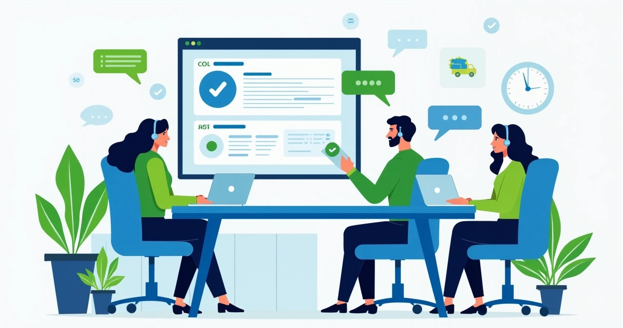Equipe de suporte online resolvendo dúvidas de pedidos 