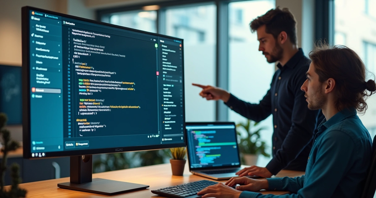 Equipe de desenvolvedores recebendo ajuda remota para integração de API fiscal 