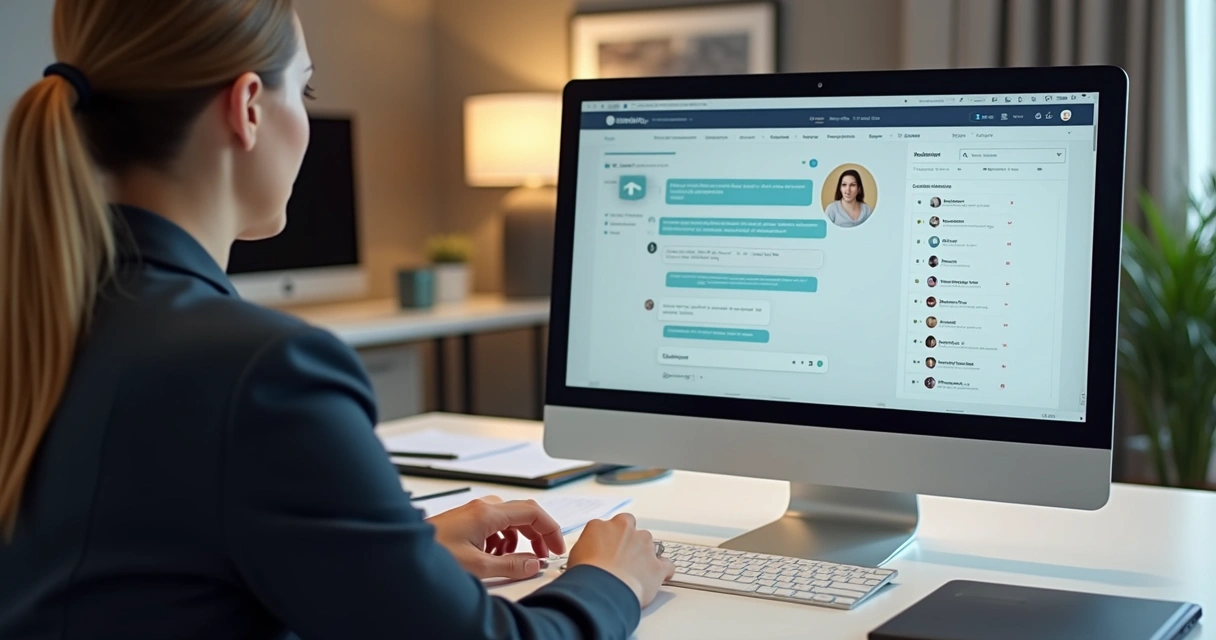 Contador usando chat online em site com área do cliente segura 