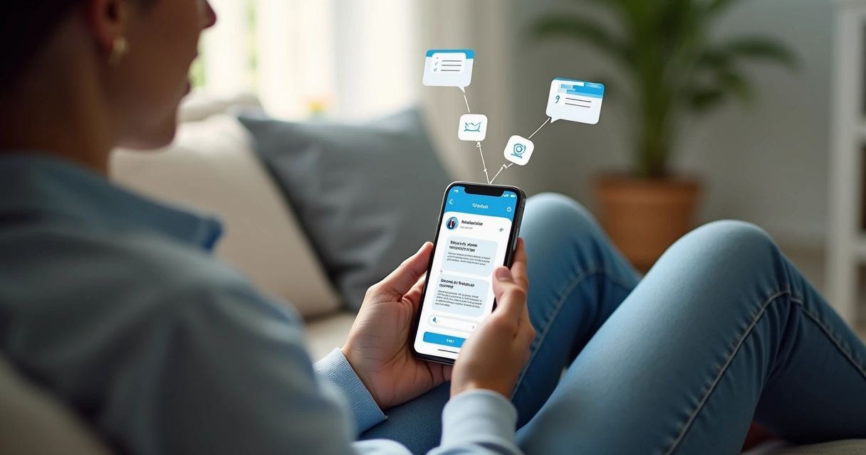 Paciente recebendo orientações digitais pelo celular 