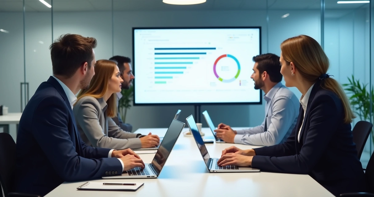 Sessão de treinamento rápida em escritório com equipe atenta