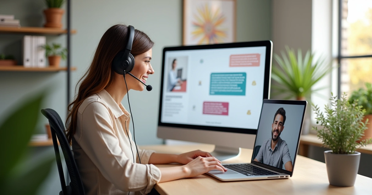 Atendente ajudando usuário a vender online pelo chat