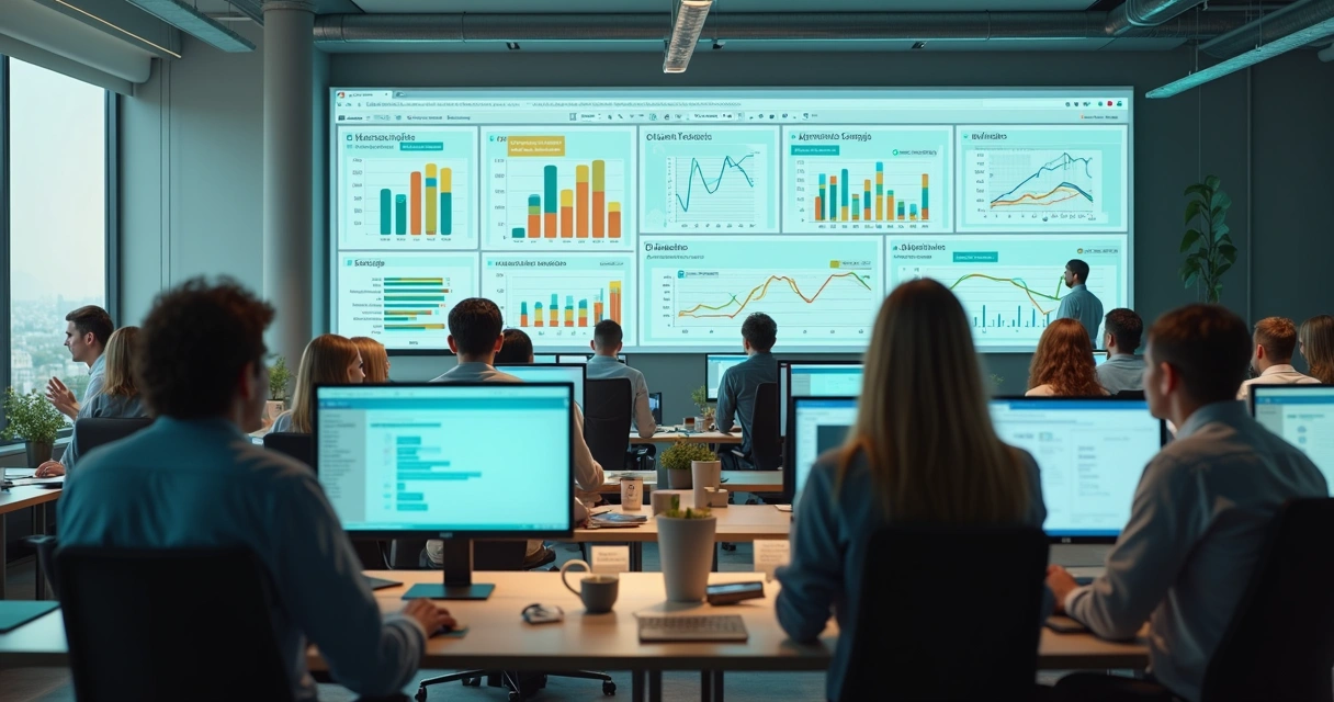 Equipe de atendimento usando painel com dados de IA no WhatsApp 