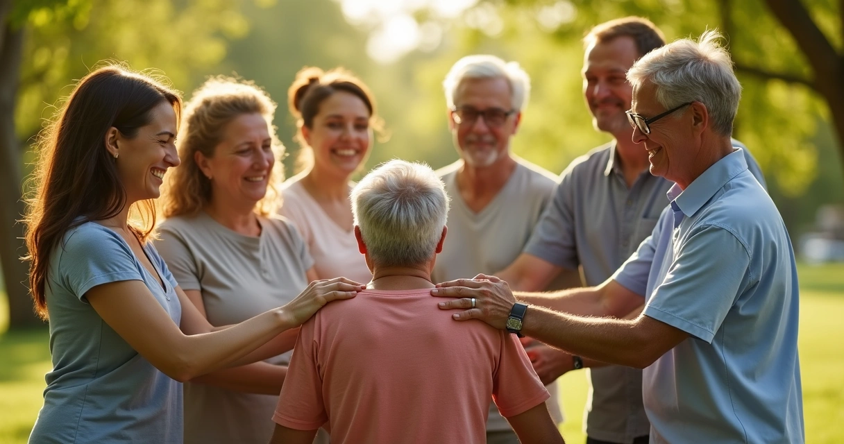 People encouraging each other during a group activity