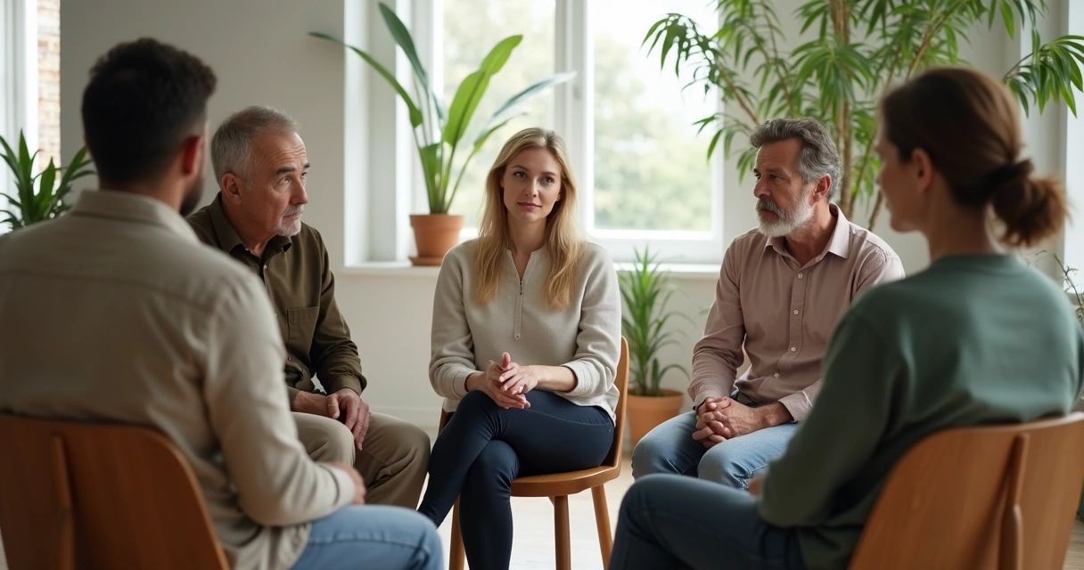 Small group talking in a calm supportive setting