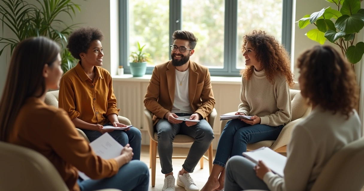 Small group having a calm and supportive discussion