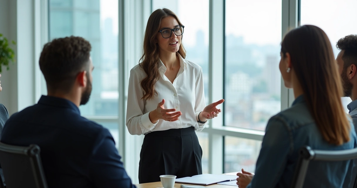 Supervisor in conversation with a diverse group 