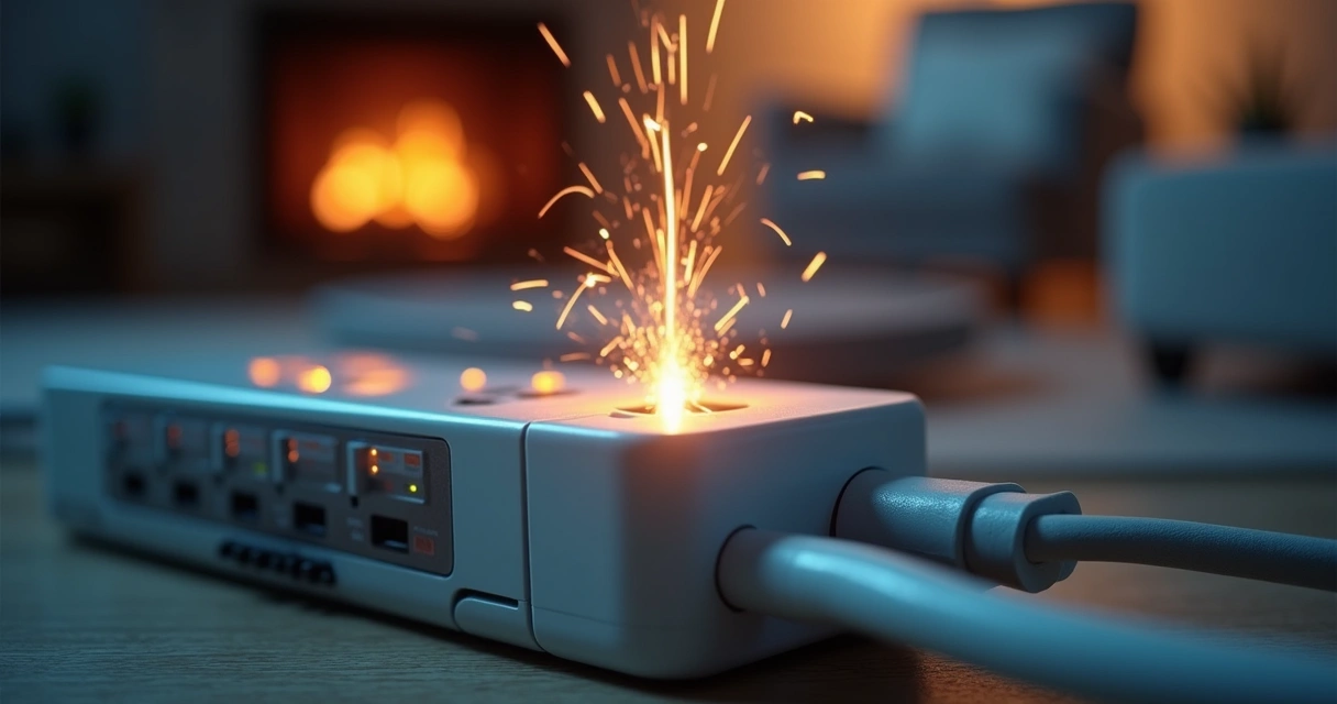 Filtro de linha suportando pico de energia ao lado de equipamentos eletrônicos 